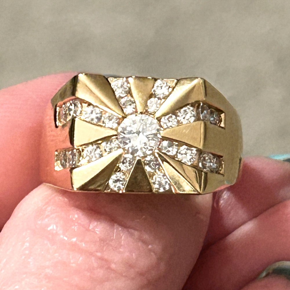 Men’s Sterling silver gold plated ring with CZ Diamond Accents